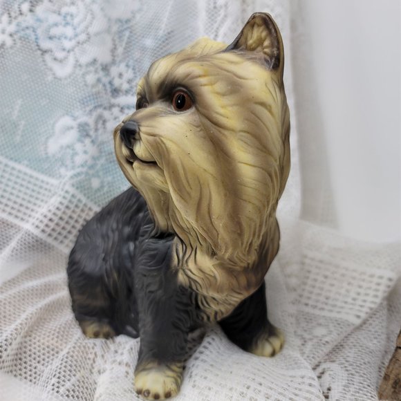 Vintage Yorkshire Terrier Porcelain Figurine Dog Figurine Yorkie 7" Tall - Picture 5 of 9